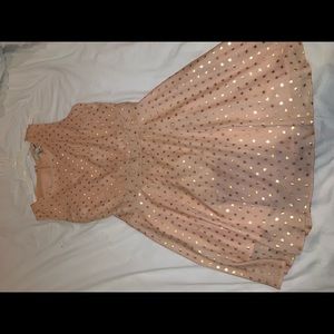 Salmon gold poka dotted dress